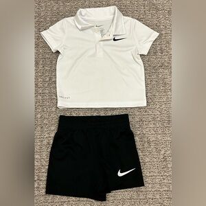 Nike Dri-FIT White Polo and Black Shorts - Infant